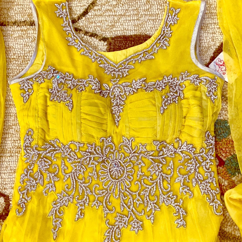 Indian bridal yellow Swarovski crystal churidar